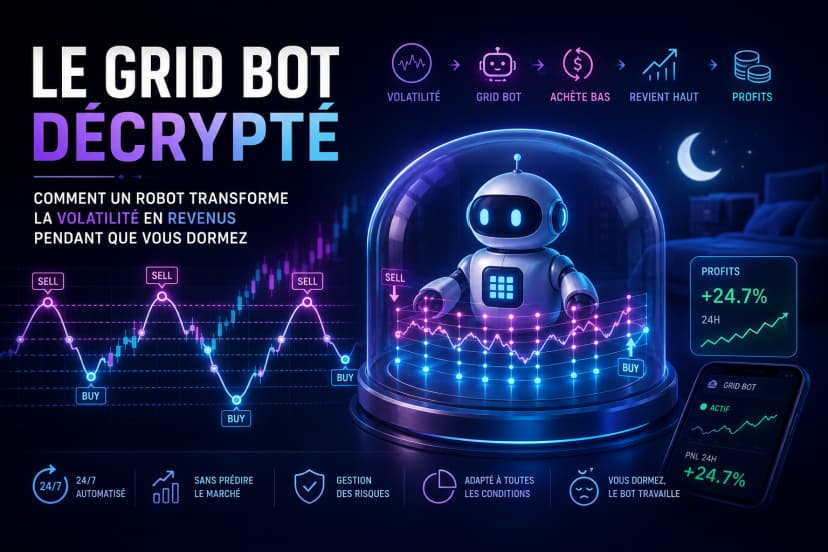 Illustration de l'article Le Grid Bot décrypté : comment un robot transforme la volatilité en revenus pendant que vous dormez