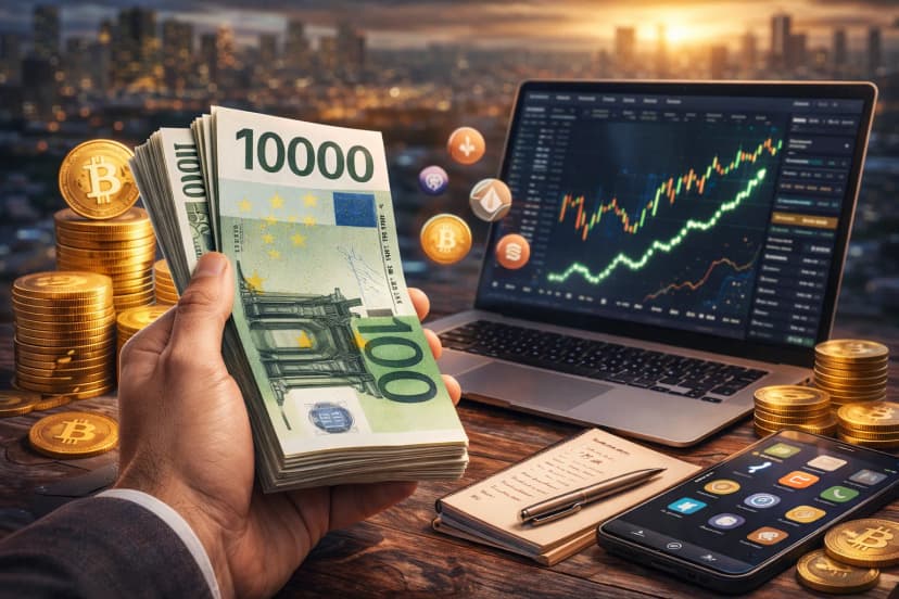 Illustration de l'article Investir 10 000 euros en crypto : stratégie complète 2026