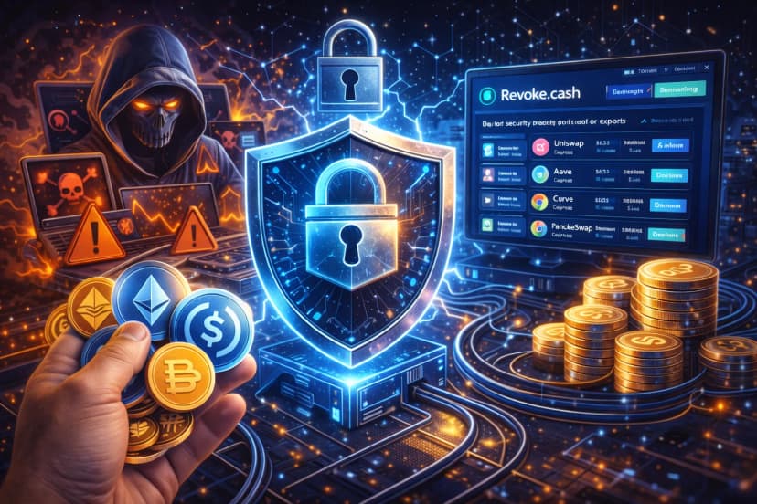 Illustration de l'article Revoke.cash : proteger vos tokens DeFi des exploits et approbations malveillantes