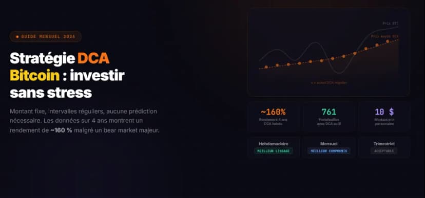 Strategie DCA Bitcoin : le guide mensuel pour investir sans stress en 2026