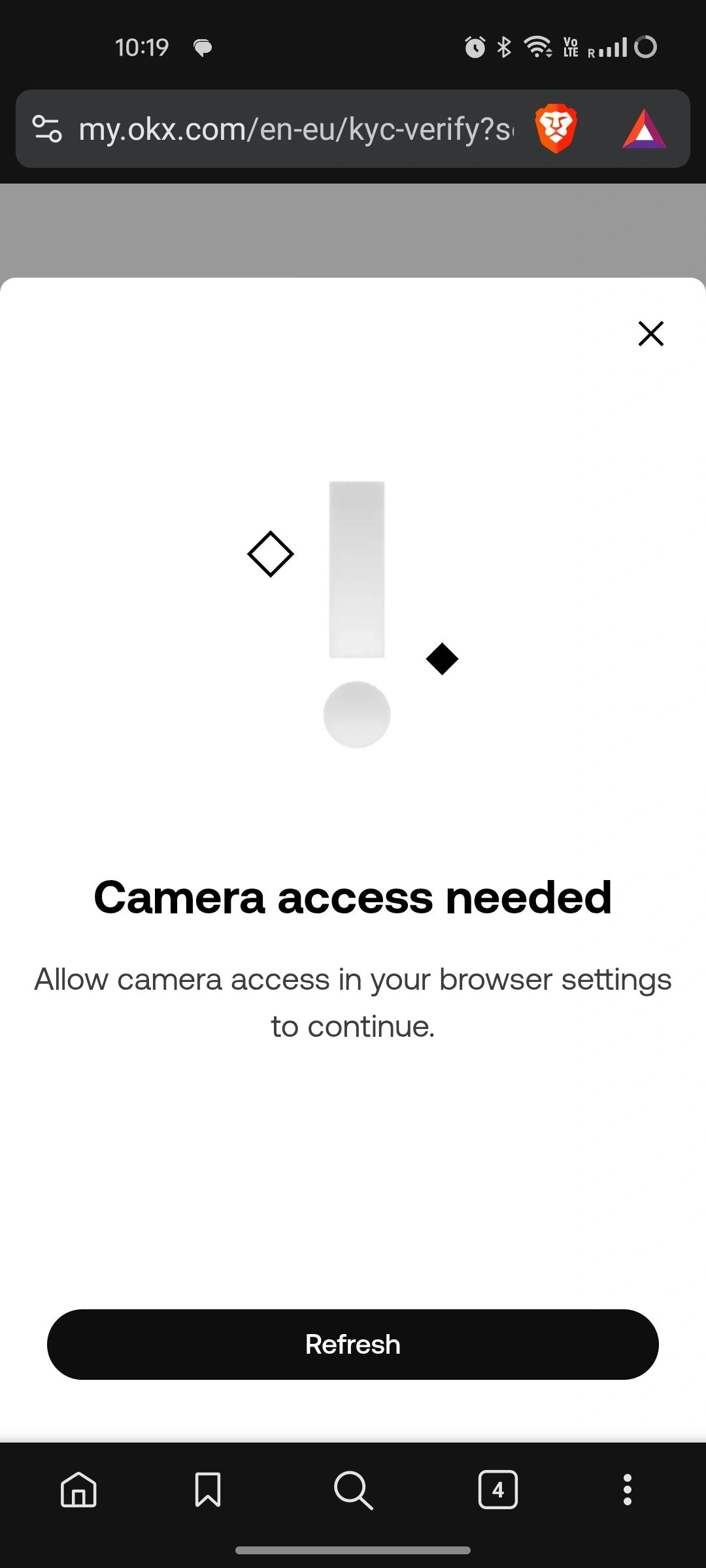 Mobile OKX Camera access needed
