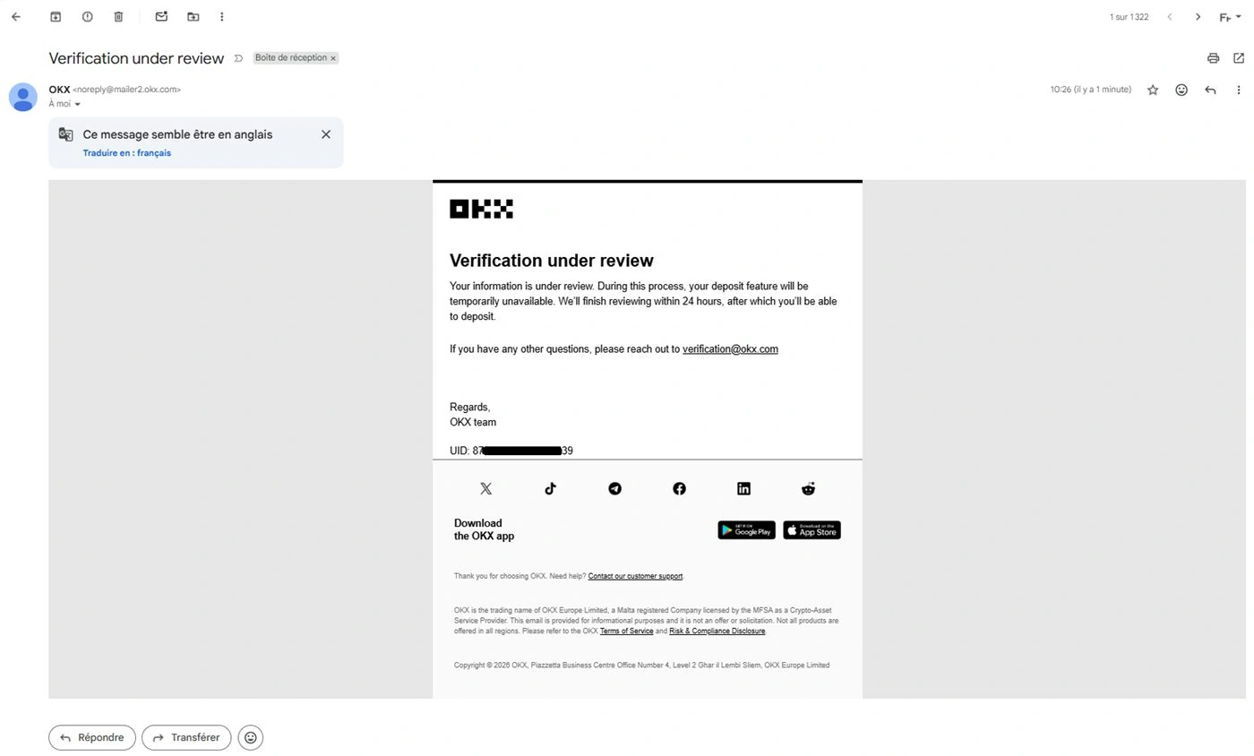 Email OKX Verification under review