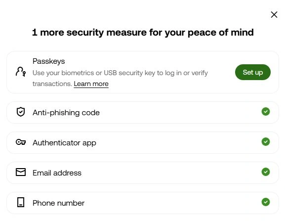 Modal OKX 1 more security measure