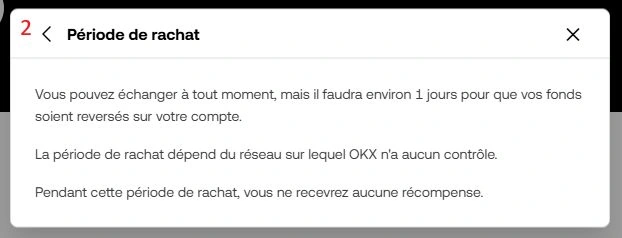 OKX Earn on-chain conditions de rachat et acceptation