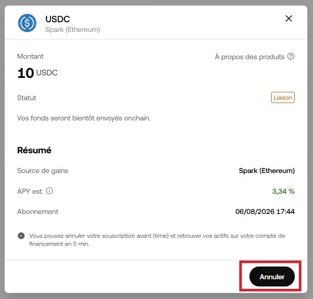 OKX détail position Earn on-chain avec bouton Racheter